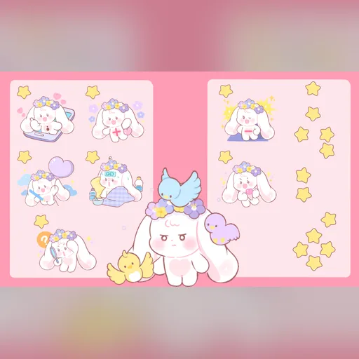 Flower Crown Bunny cursor set preview